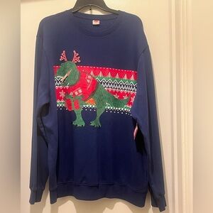 Holiday Time Blue Dinosaur Sweater